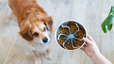 Adjustable dog slow feeder that has a universal fit.  Dishwasher safe. 