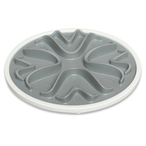 Grey cat slow down feeder. Non slip design. for raw cat food or soft foods. 