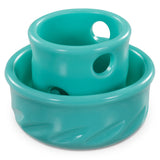Teal mini mushroom dog toy designed for small dogs.