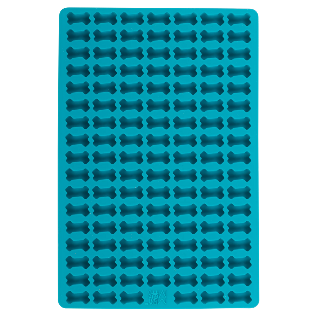 Blue silicone mold with bone-shaped design. .4 oz capacity.