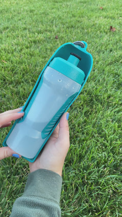 How to use the new flip up blue squeezable water bottle.