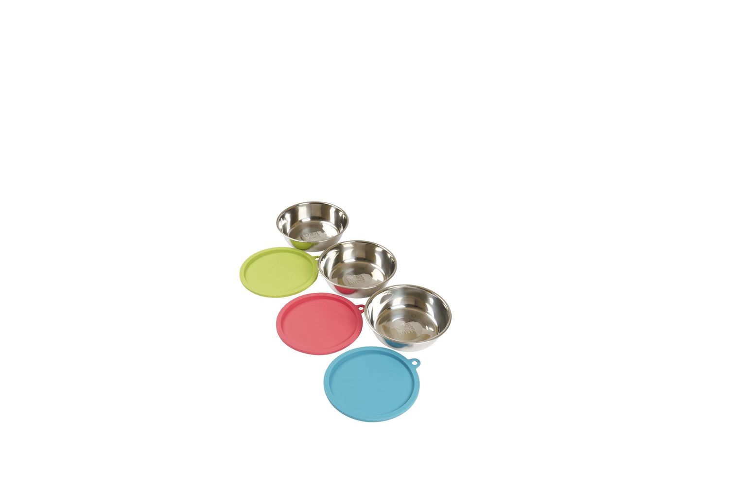 Perfect travel dog bowls with air tight silicone lids.