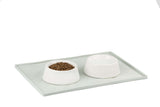 Large light grey pet bowl mat.  Also great for feeding raw dog food on. 