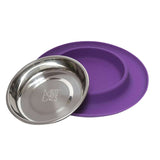 Removable stainless steel cat bowl in a non slip silicone base.  Non slip cat bowl!