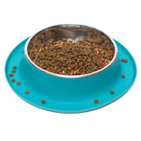 Dog bowl that catches the mess and spills. 