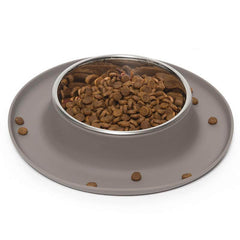 ^ cup capacity grey dog feeder.  Perfect for catching spills and drops to protect your floors. 