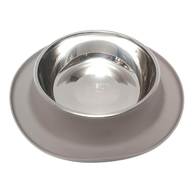 Grey non slip dog bowl.