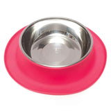 Red (watermelon) non slip dopg feeder with removable stainless steel bowl.  Dishwasher safe. 