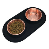 Copper color stainless steel dog bowls.  No slip slip dog bowls.  Black in color.