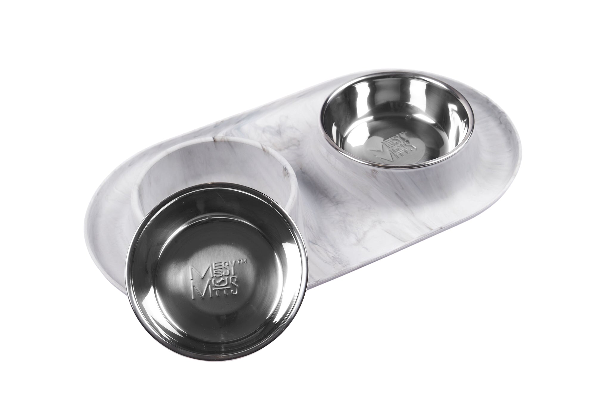 Double Silicone Dog Feeder with Stainless Bowls, Medium, 1.5 Cups Per