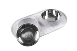 Removable stainless steel dog bowls for easy cleaning.  Dishwasher safe.  