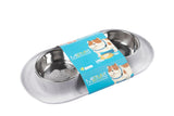 Cool dog bowls that save space and look great!  Non slip design and they catch the mess.  