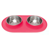 Red double dog bowl. Non slip design.  3 cups per bowl.