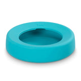 Blue No spill travel dog bowl.  Easy to clean silicone. 