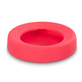 Red (watermelon) silicone travel dog water bottle.  curled top to  stop the spills. 