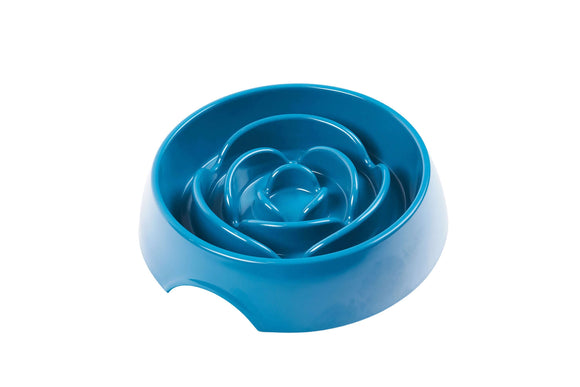 Blue slow down dog bowl.  3 cup capacity.