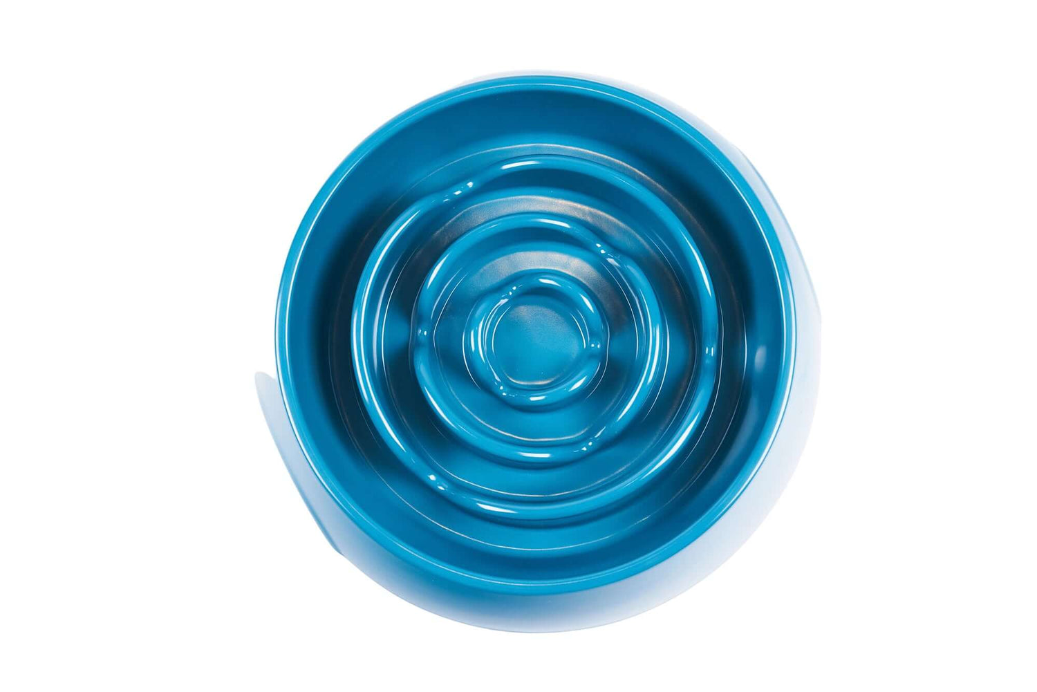 Interactive blue dog slow feeder bowl.   3 cup capcity.  Perfect for raw dog food diets or kibble.   