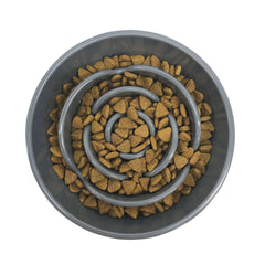 Dog slow feeder for raw pet foods, or kibble.  