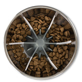 Gresy slow feeder bowl insert with dog food.  Flexible universal design.