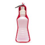 Red fold up travel dog water bottle. 
