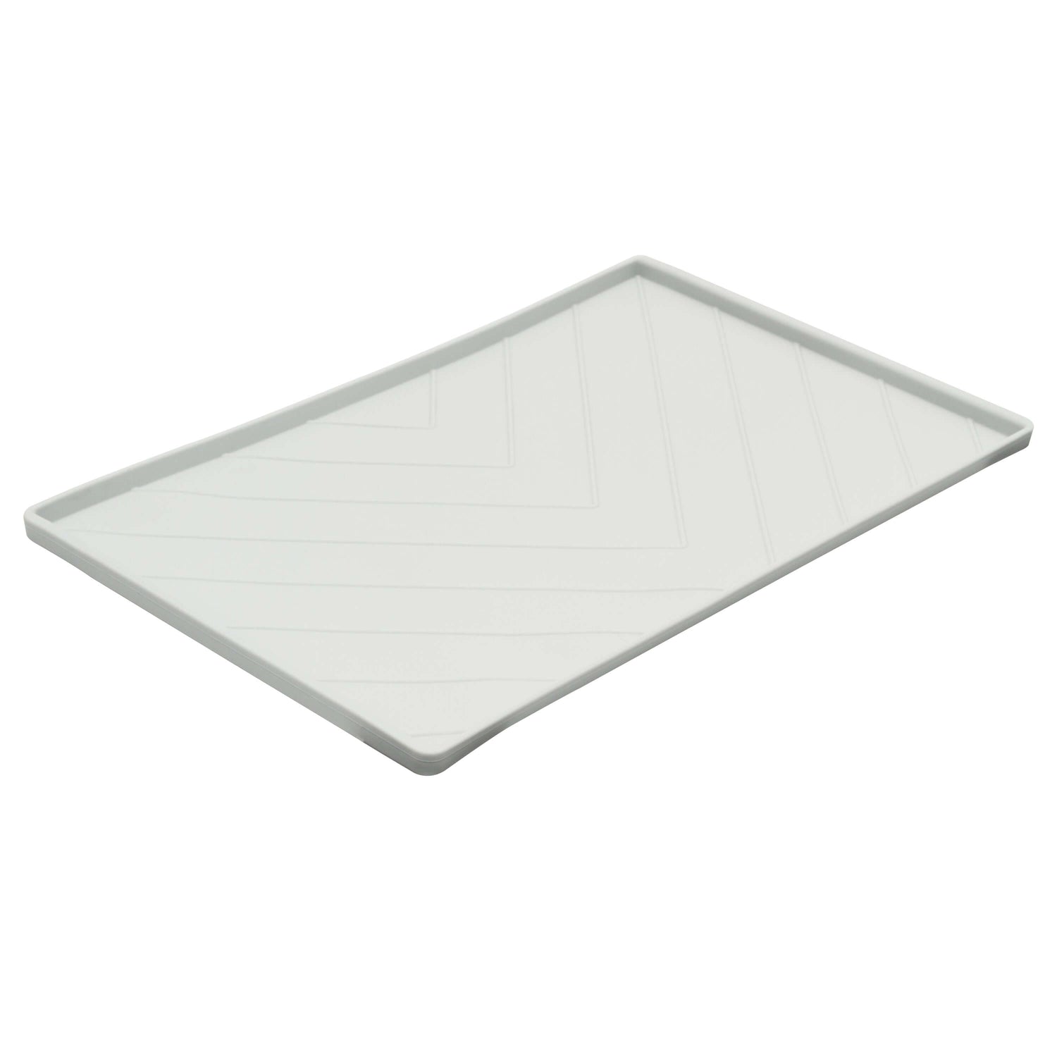 Light grey pet bowl mat.  Reinforced sides to carry with ease.