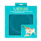 Blue dog lick bowl mat.  Bowls hols up to 1 cup. Size 10 inches by 10 inches. 