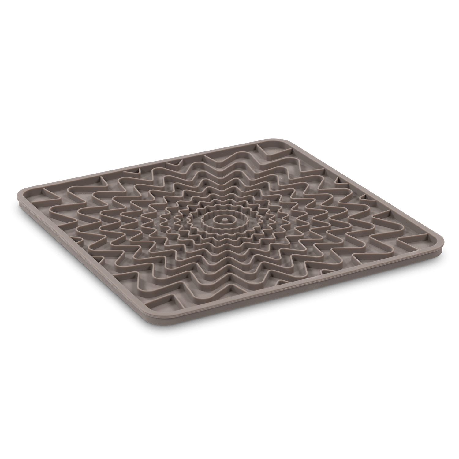 Interactive grey dog lick mat.  