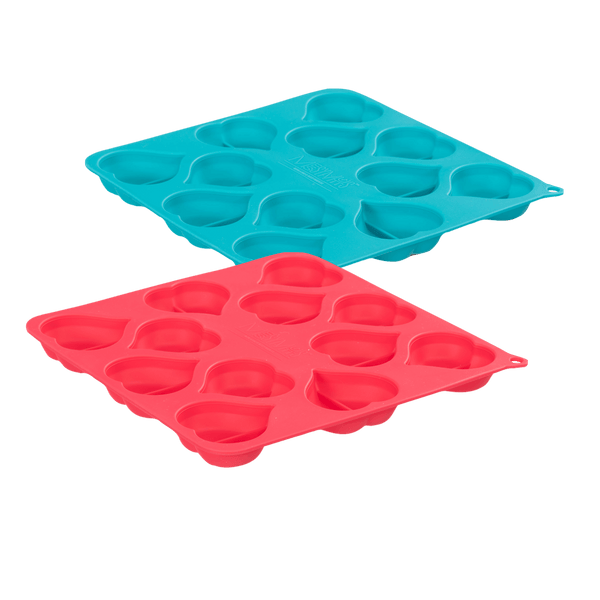 Heart Shape Silicone Bake and Freeze Dog Treat Maker Molds - Pack of 2