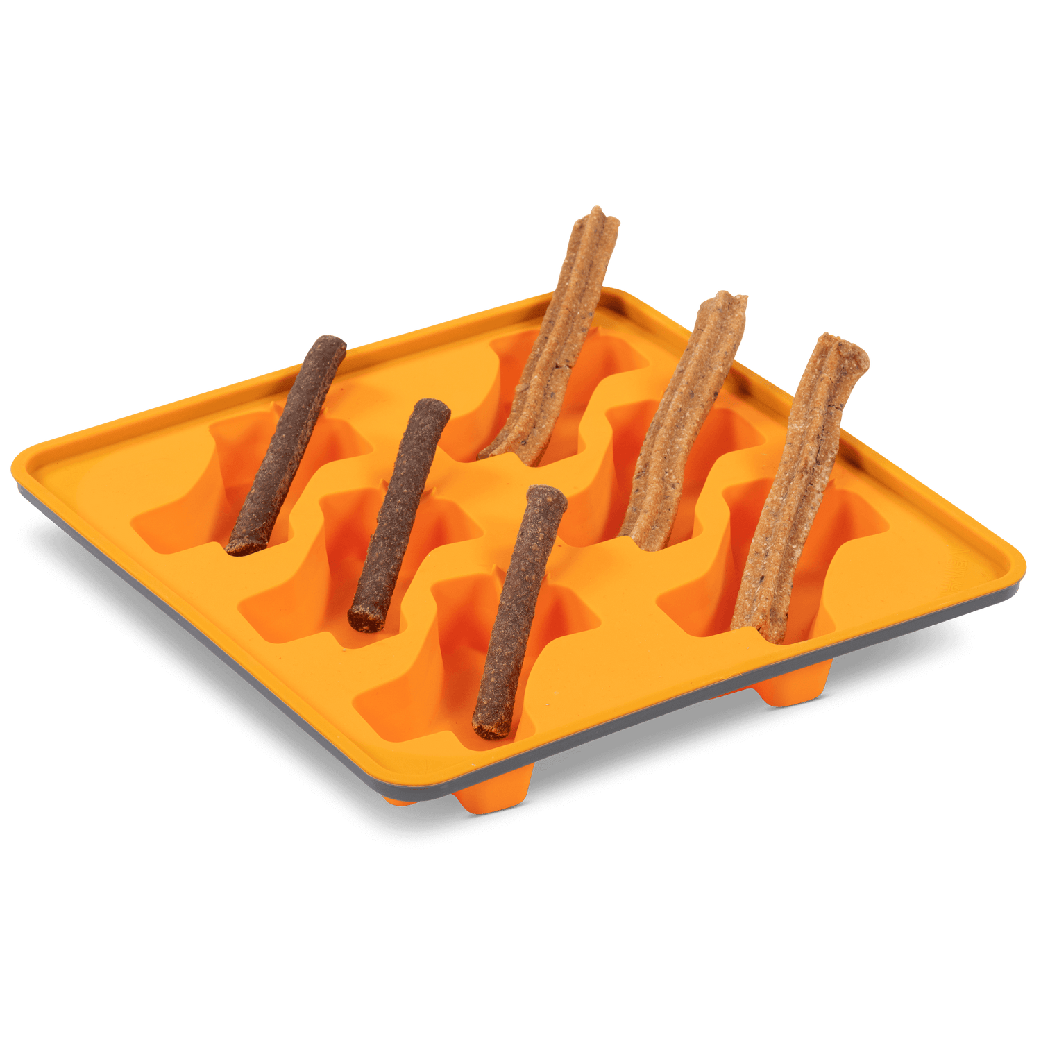 Orange pupsicle molds for DIY dog treat makers.  Add your favorite edible stick and enjoy feeding it to your dog.  
