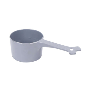 1 cup dog food scoop. Blue, red and grey colours.