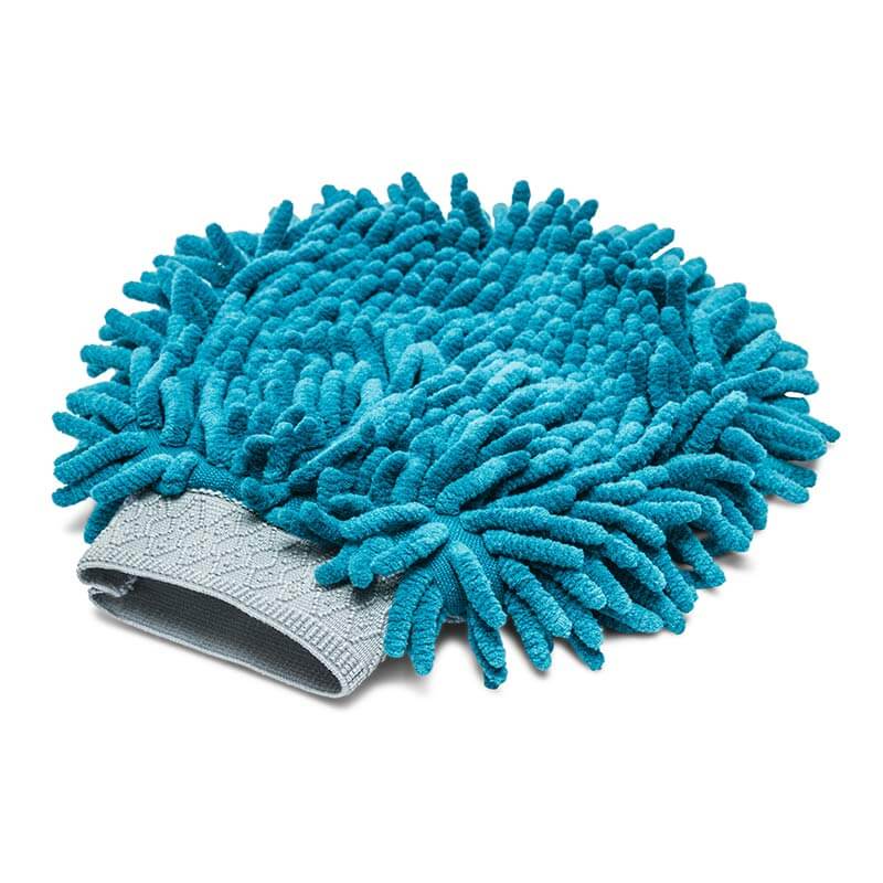 Messy Mutts Chenille Microfiber Grooming Mitt Blue