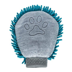 Double sided mitt for washing or drying dogs.
