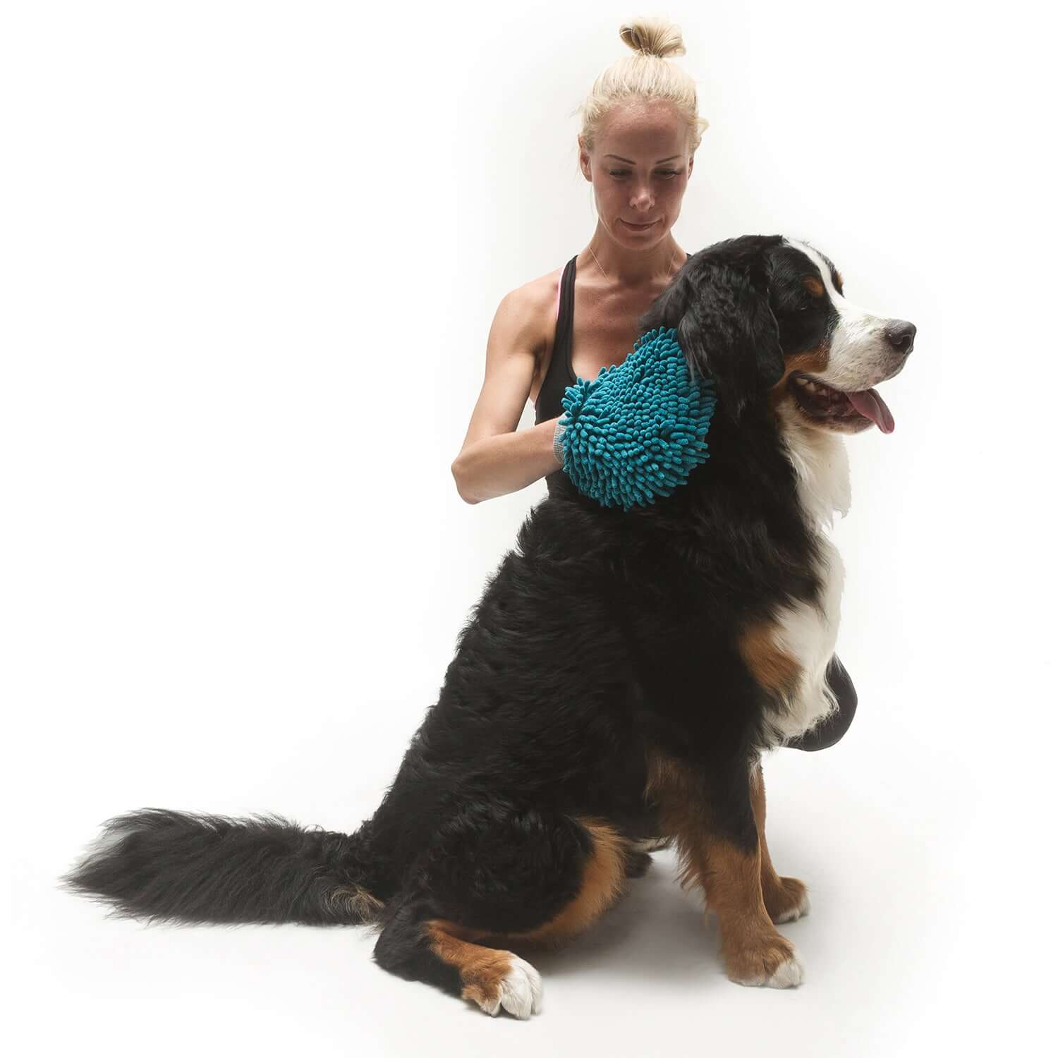 Messy Mutts Chenille Microfiber Grooming Mitt Blue