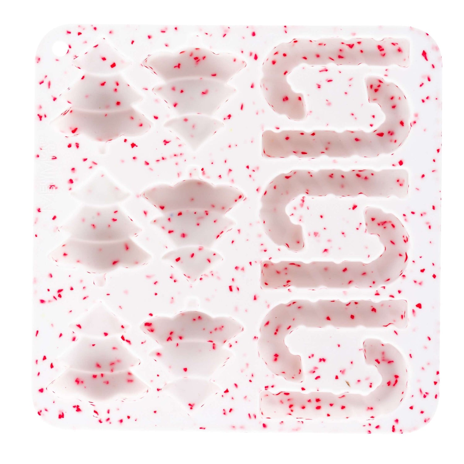 Candy Cane confetti silicone dog treat molds. Great for baking and freezing.
