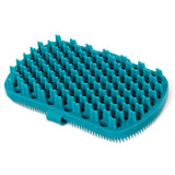 Two sided dog or cat grooming brush for cleaning, or massaging. Ideal for bath time.  Blue. 