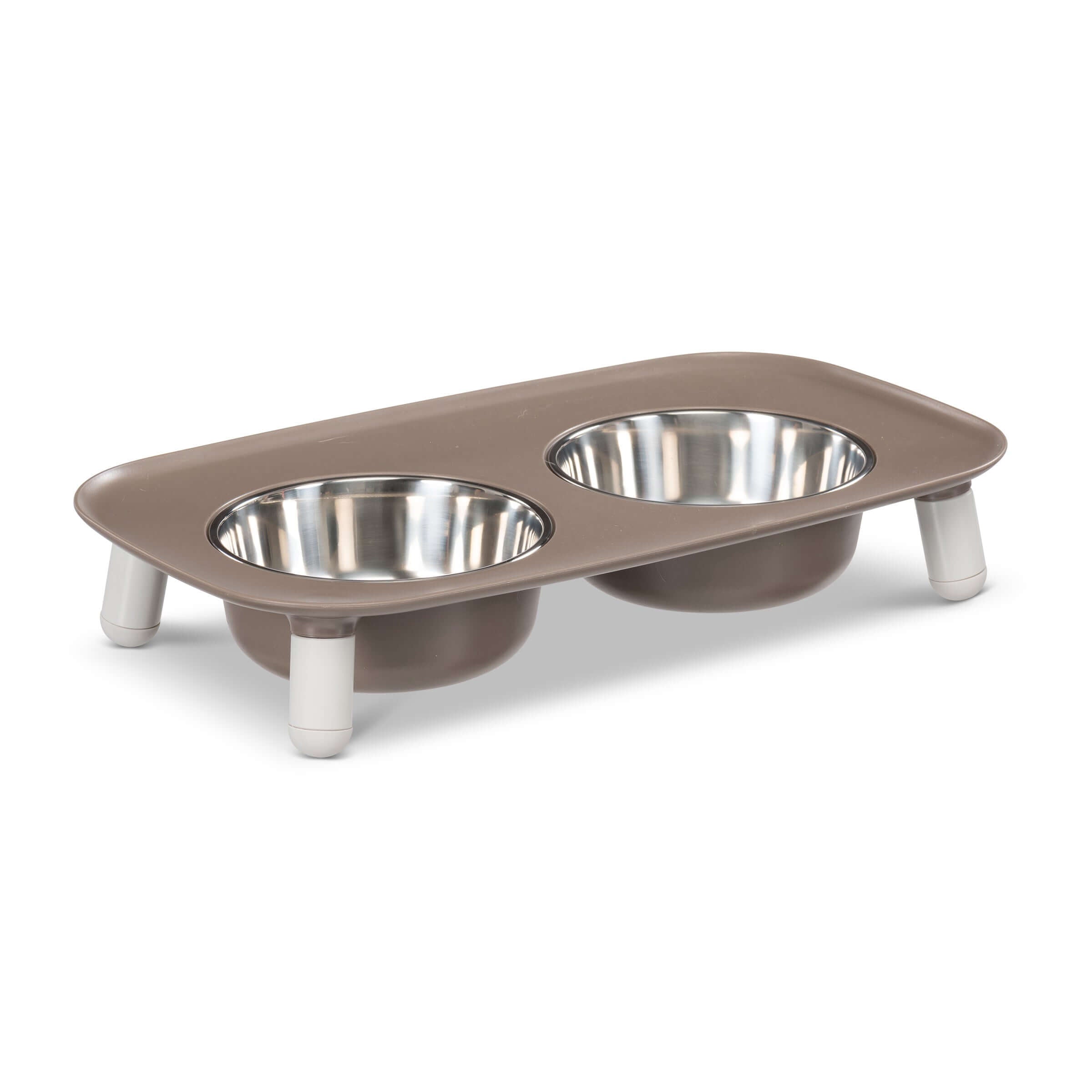 Messy Mutts Elevated Double Feeder Dog Bowl Grey