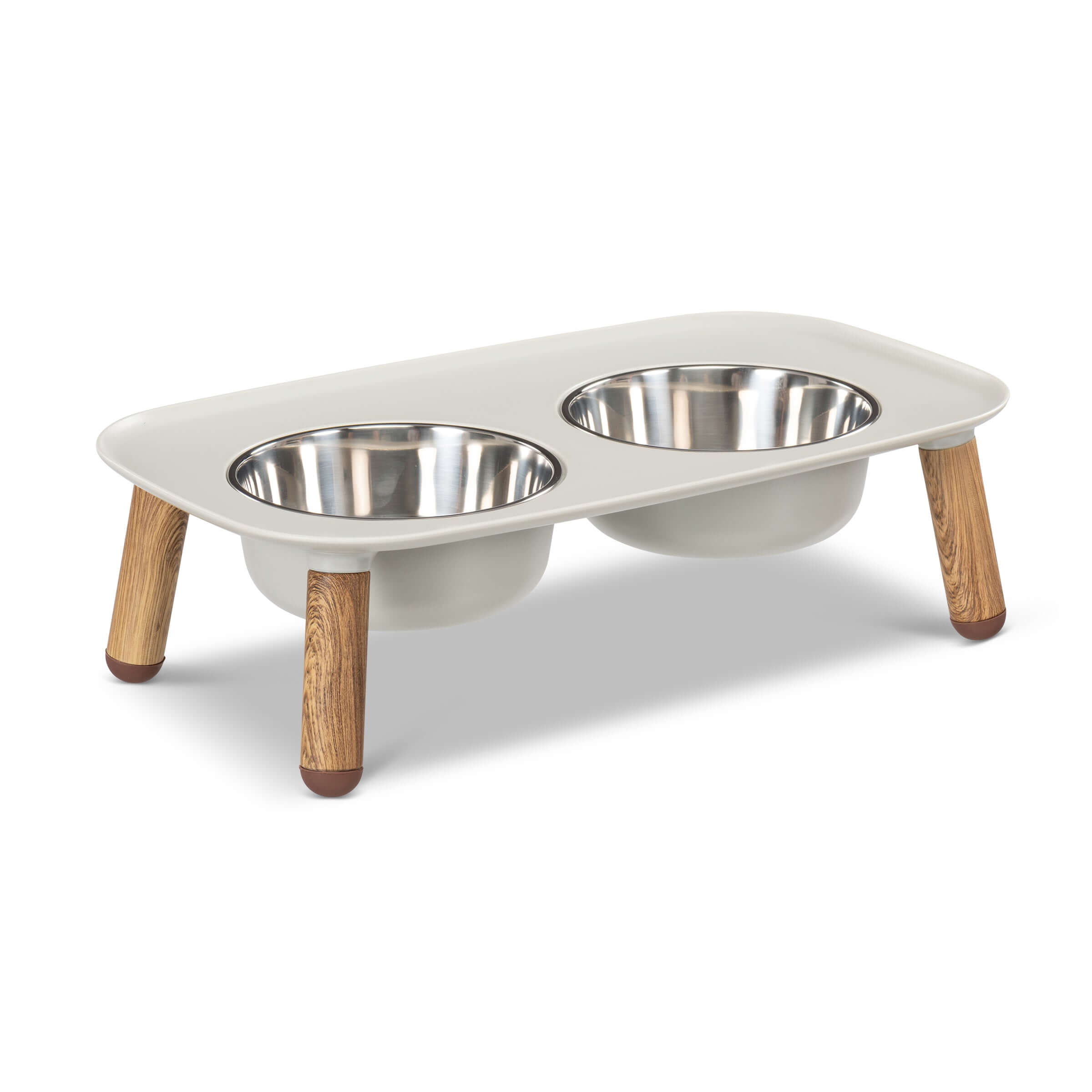 Messy Mutts Elevated Double Feeder Grey