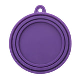 Purple dog and cat food can cover. Universal design and dishwasher safe. 