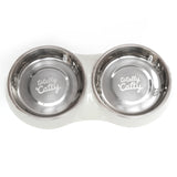 Light grey double cat bowl.  Non slip design.