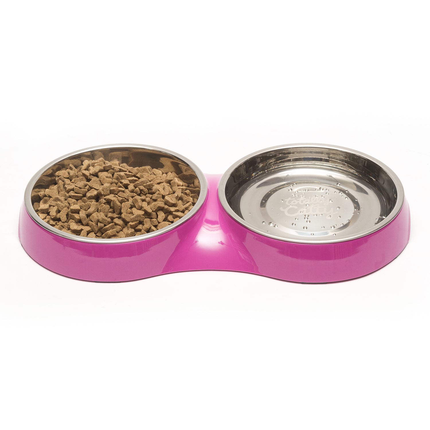 Space saving double cat bowl.  Water and food side by side.  Non slip design. 
