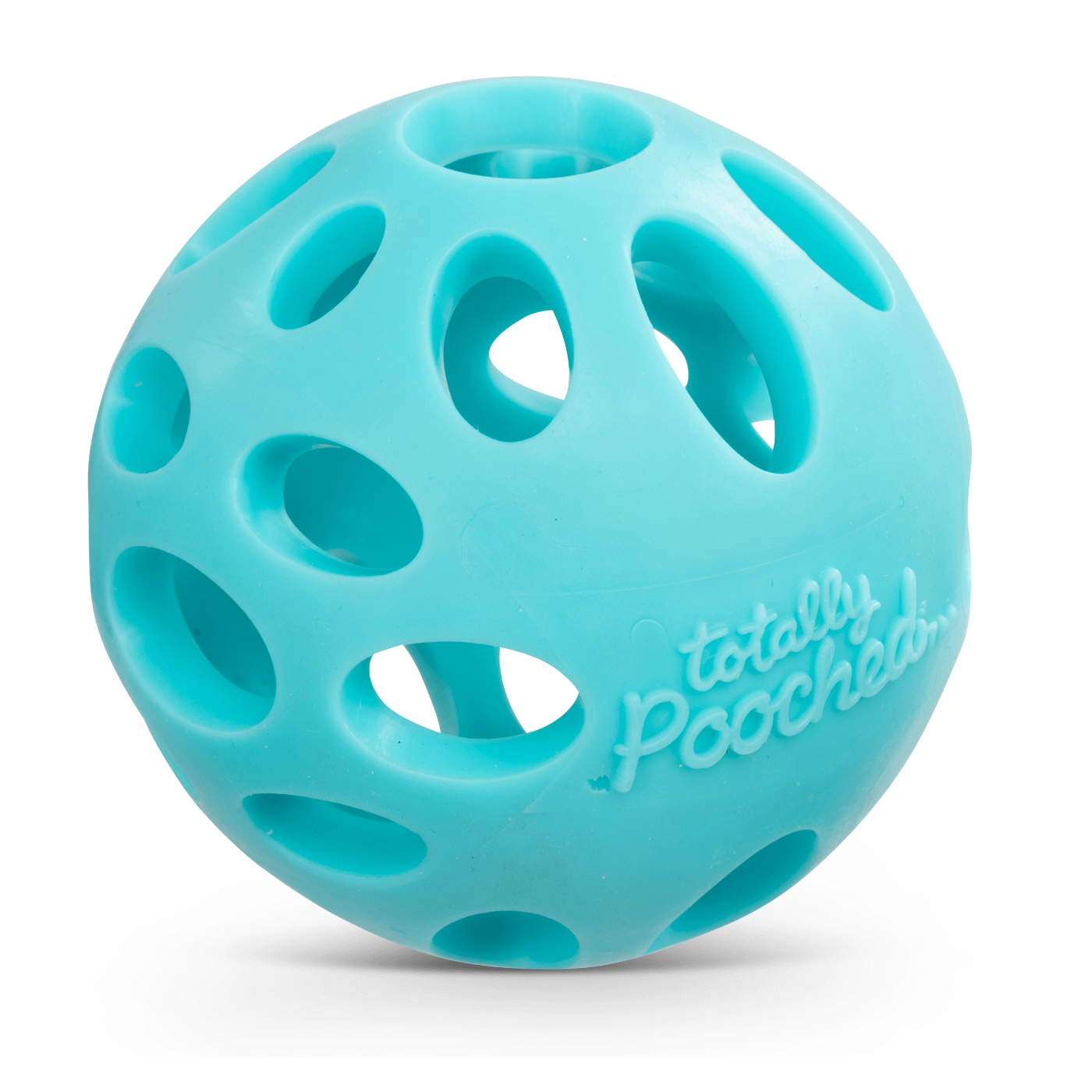 Teal ball for dogs to chase.  It floats and is lightweight.  Dishwasher safe. 