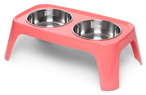 Coral elevated double dog feeder. 1.5 cups per bowl. 