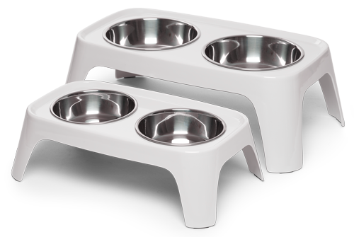 Two sizes of elevated dog bowls to choose from.  Great dog feeders for medium to larger size dogs. 