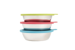 Stackable dog bowls for easy organization. 
