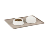 Protect your floor from dog bowl spills.  Easily holds a a water and food bowl. 