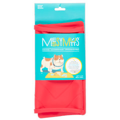 Watermeon (red) large dog bowl mat is easy to store and protects your floors. 