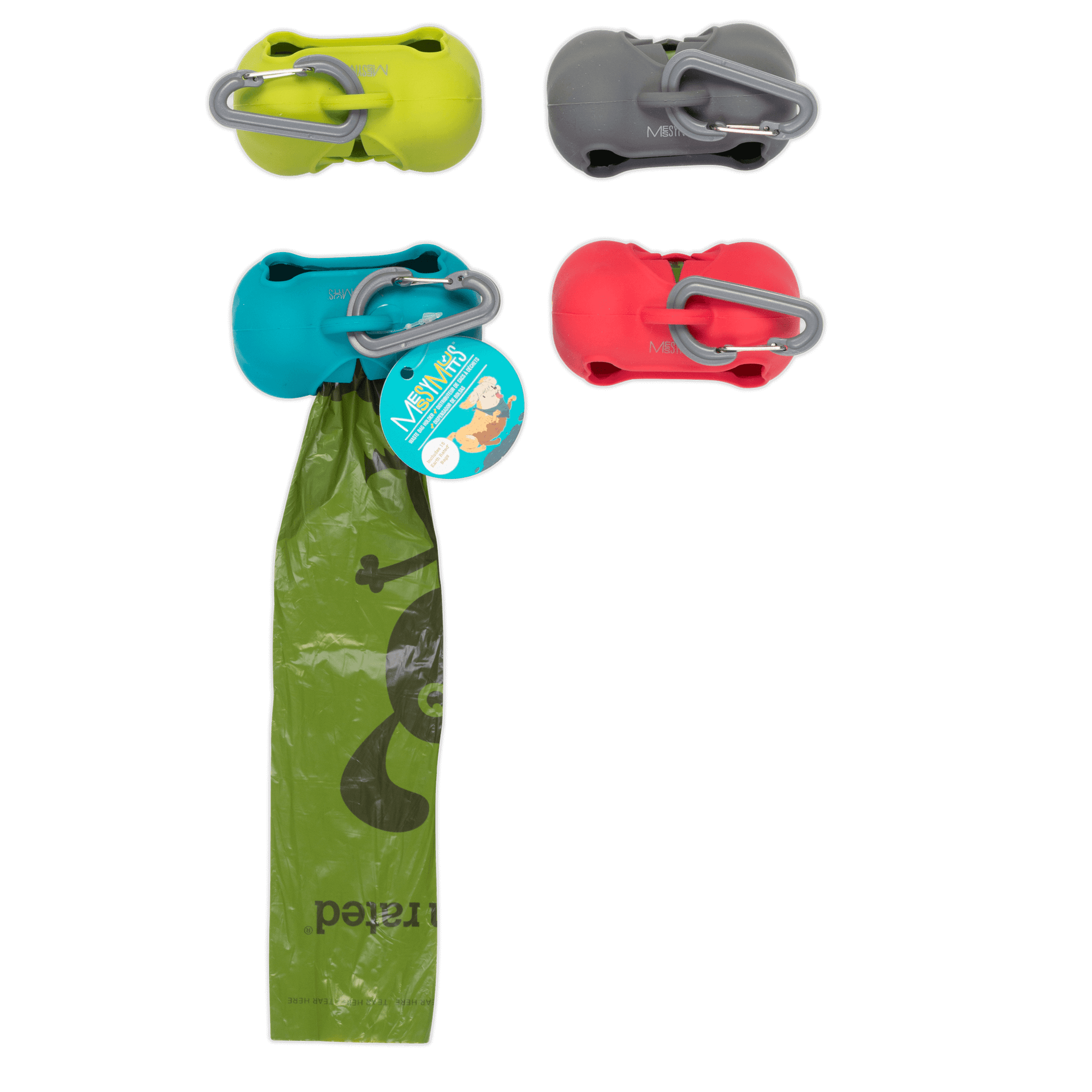 Silicone Dog Waste Bag Holder 15 Poop Bags Messy Mutts