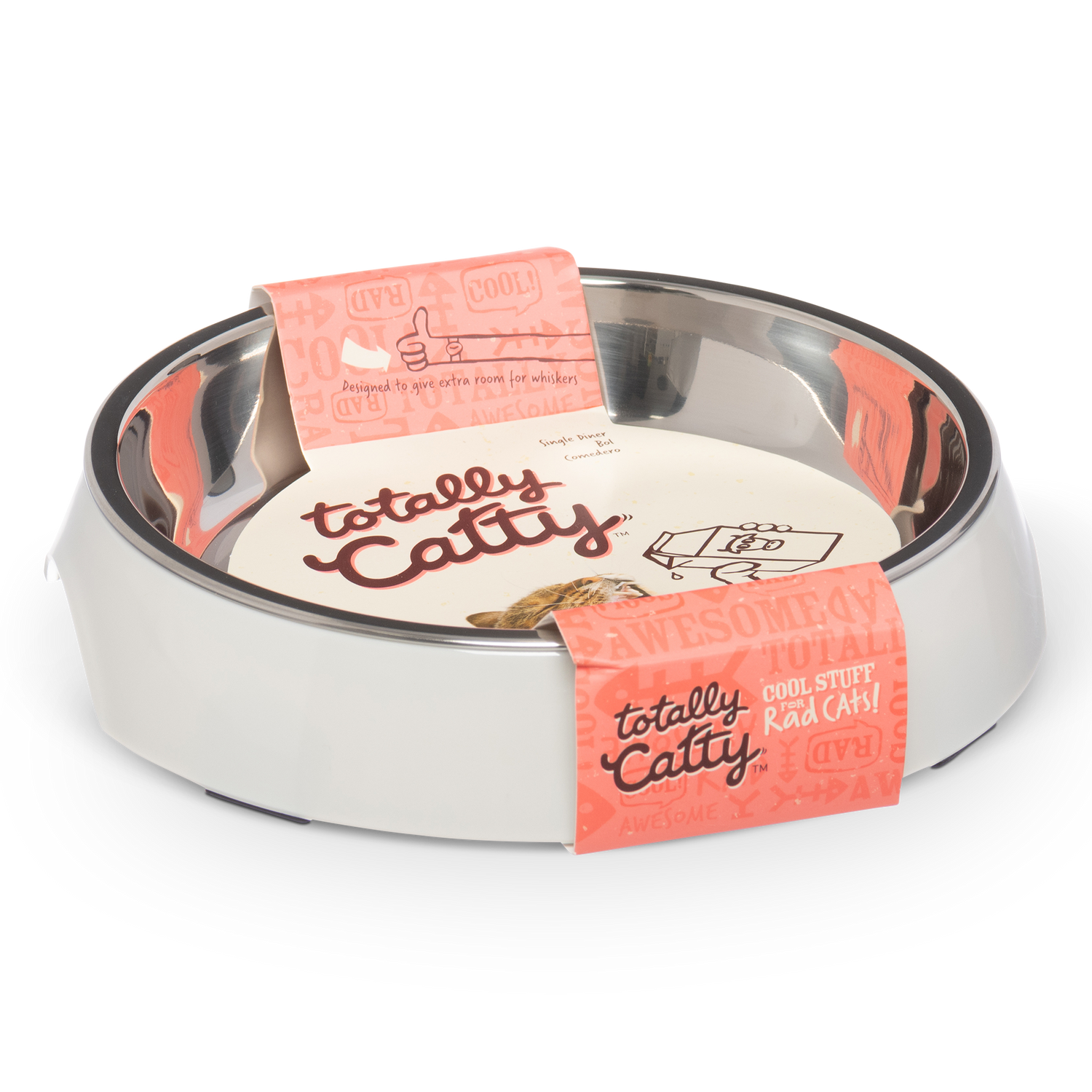 Low profile cat bowl to eliminate cat whisker irritation or fatigue. 