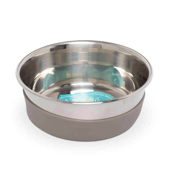 Stainless steel dog bowl with removable silicone base. Non slip dog bowl.