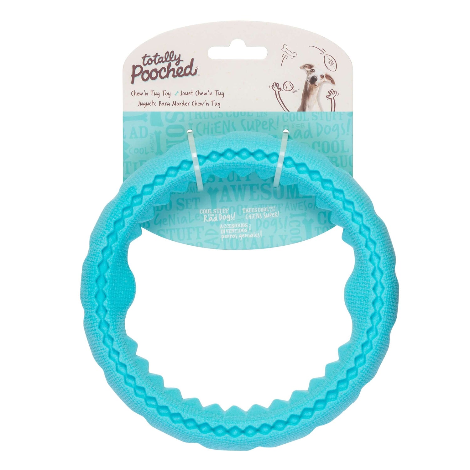 Flexible durable dog toy for chewing.  Great for bouncing or playing.